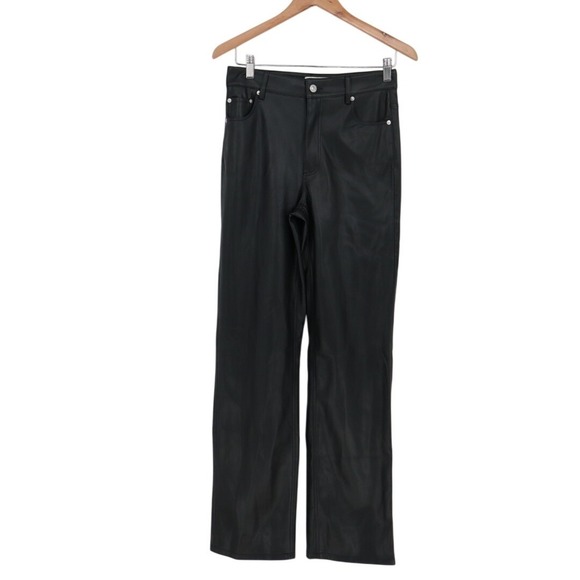 Zara ZW '90s Pants Womens 4 Black Faux Leather Wide Leg Outdoor Streetwear - Picture 2 of 7